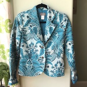 Embroidered Vintage Blue Floral Blazer